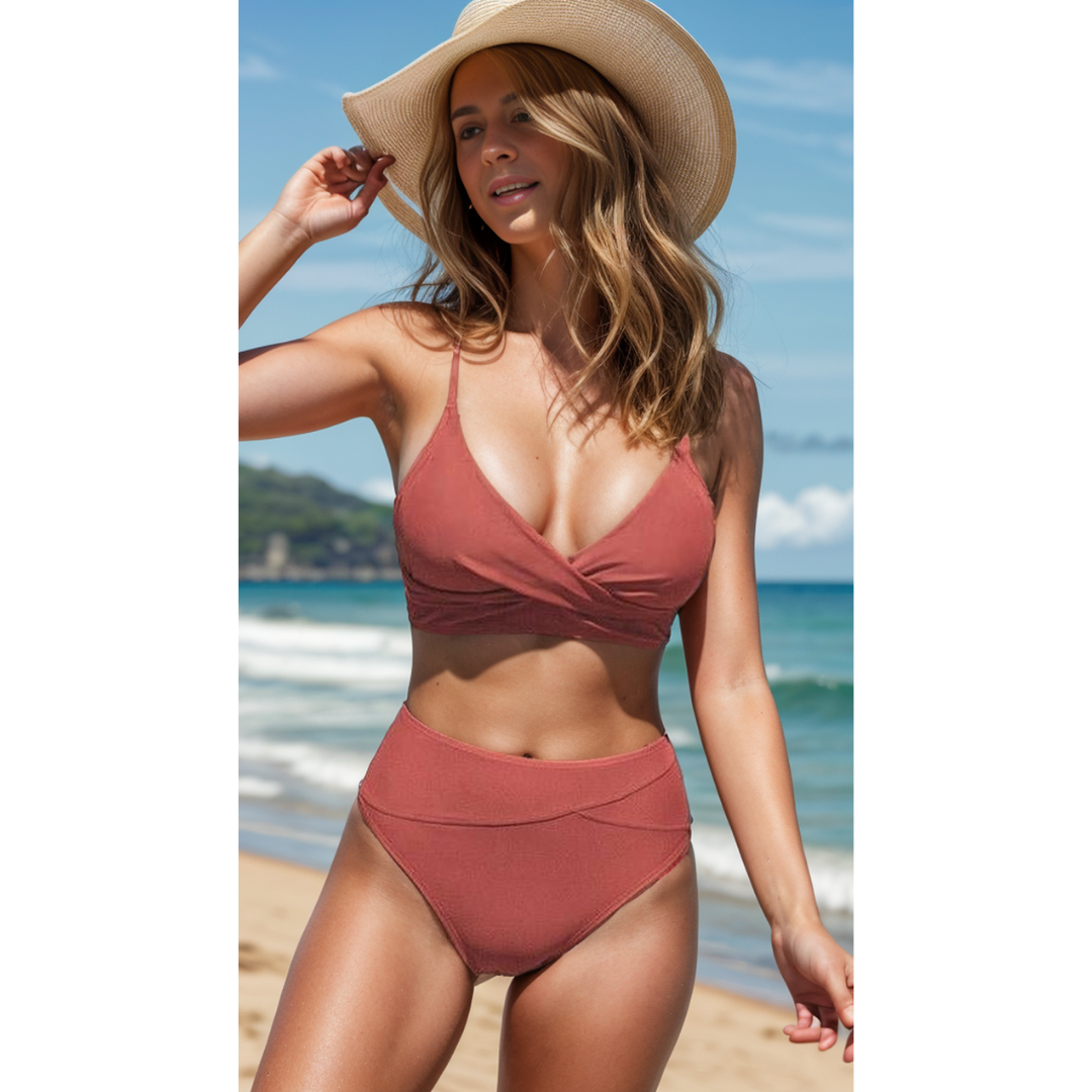 Jodi | Hoge Taille Bikini met Speelse V-hals - Second Image