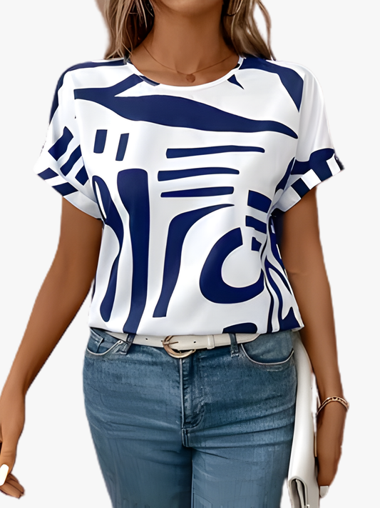 Abstract bedrukt t-shirt voor dames