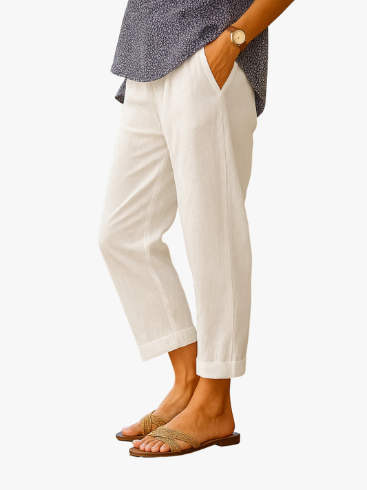 Linnen broek met relaxte pasvorm voor vrouwen
