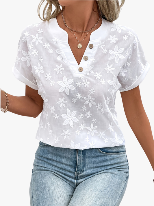 Florele blouse met V-hals voor vrouwen