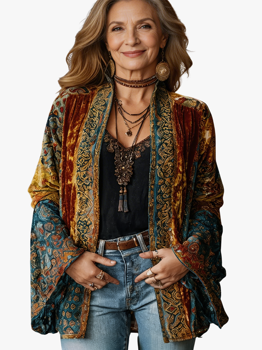 Flanel boho-jas voor vrouwen