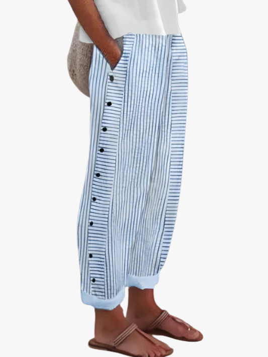 Gestreepte soepel vallende broek voor vrouwen