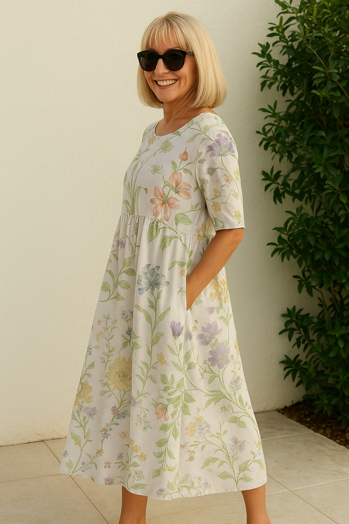 Elize - Ontspannen Midi-jurk - Moeiteloze Elegantie, Dagelijks Comfort